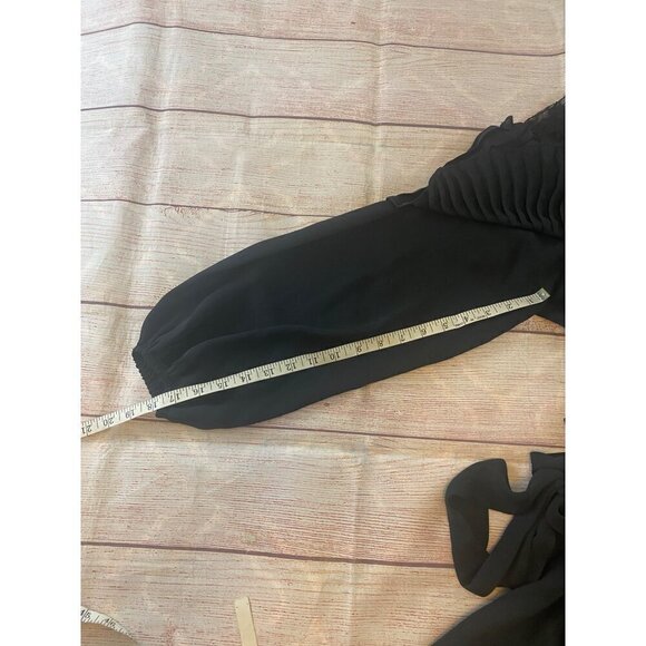 Eloquii Women's Black Long Sleeve Pleated Lace Trim Dress - 20 - Picture 10 of 14